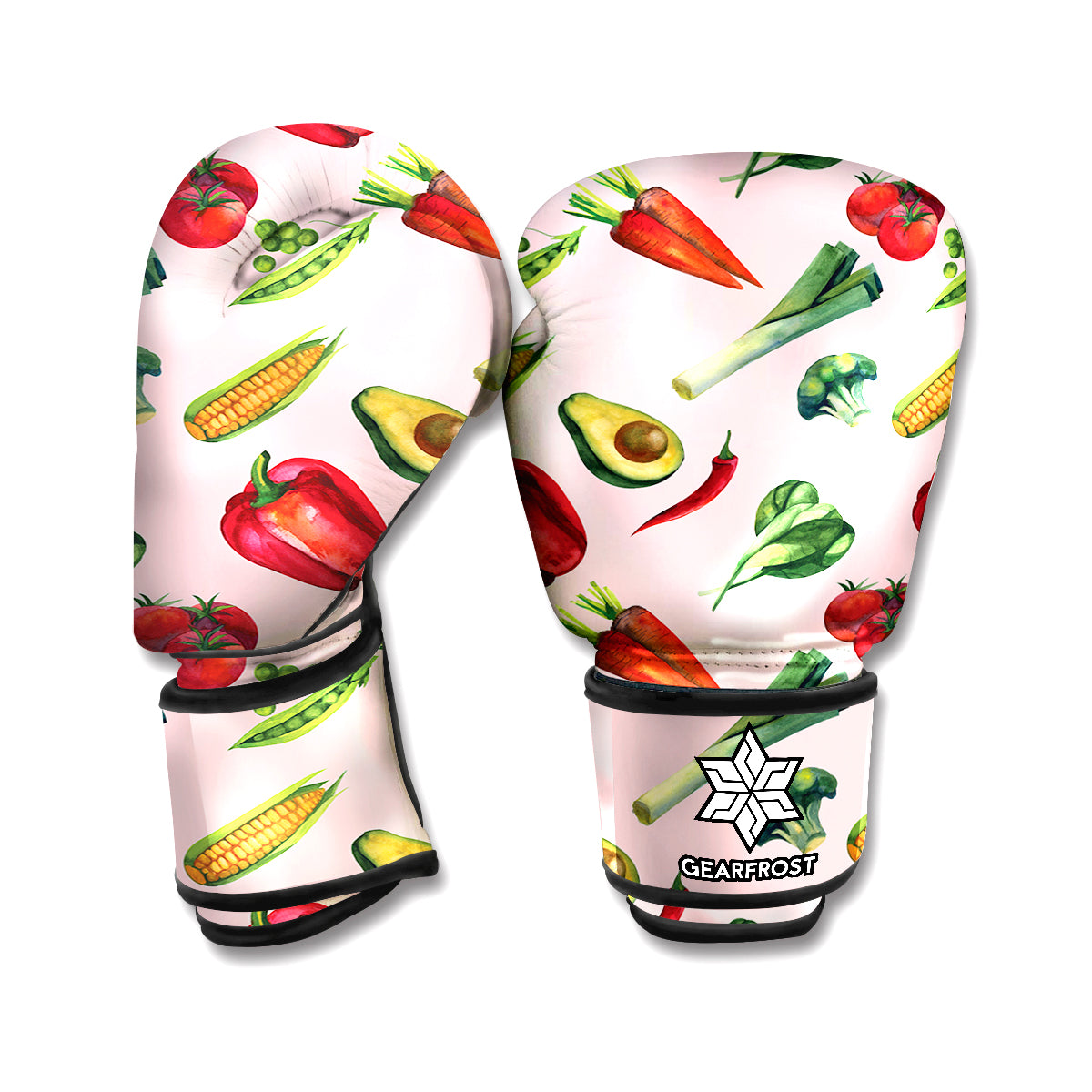 Watercolor Vegan Pattern Print Boxing Gloves