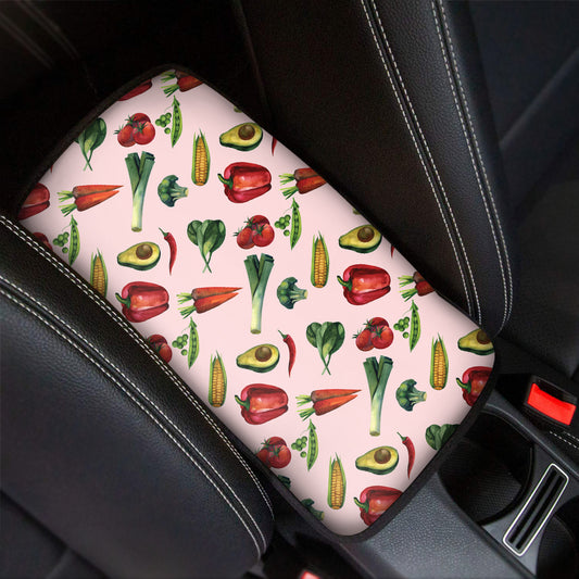 Watercolor Vegan Pattern Print Car Center Console Cover