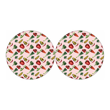 Watercolor Vegan Pattern Print Car Coasters