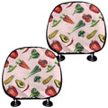 Watercolor Vegan Pattern Print Car Headrest Covers