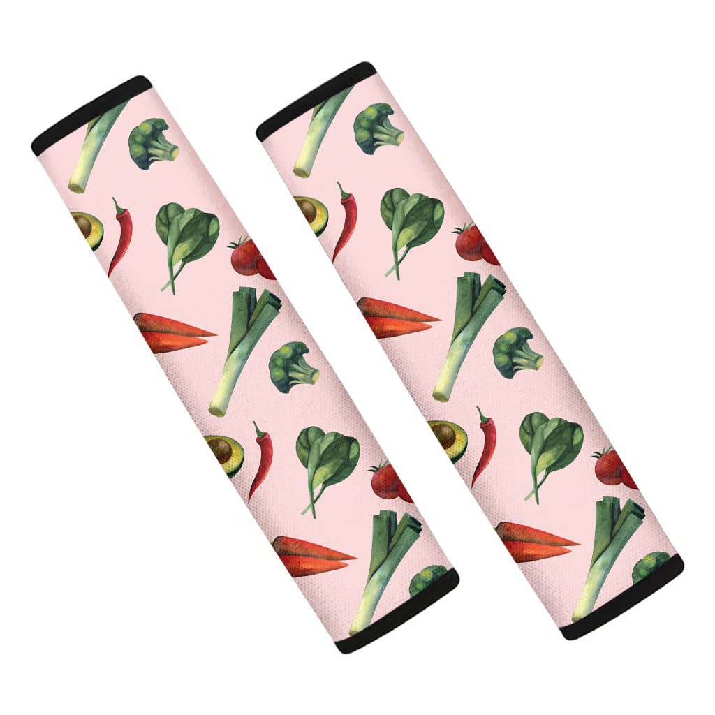 Watercolor Vegan Pattern Print Car Seat Belt Covers