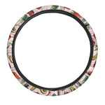 Watercolor Vegan Pattern Print Car Steering Wheel Cover