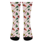 Watercolor Vegan Pattern Print Crew Socks