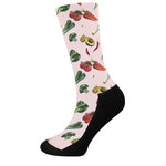 Watercolor Vegan Pattern Print Crew Socks