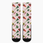 Watercolor Vegan Pattern Print Crew Socks