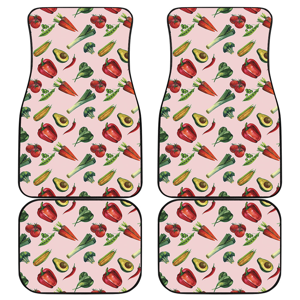 Watercolor Vegan Pattern Print Front and Back Car Floor Mats