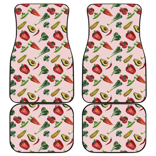 Watercolor Vegan Pattern Print Front and Back Car Floor Mats