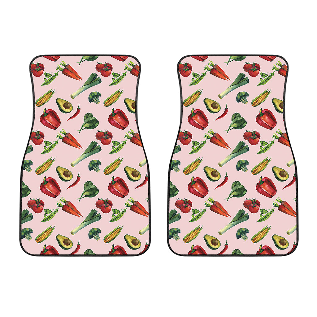 Watercolor Vegan Pattern Print Front Car Floor Mats