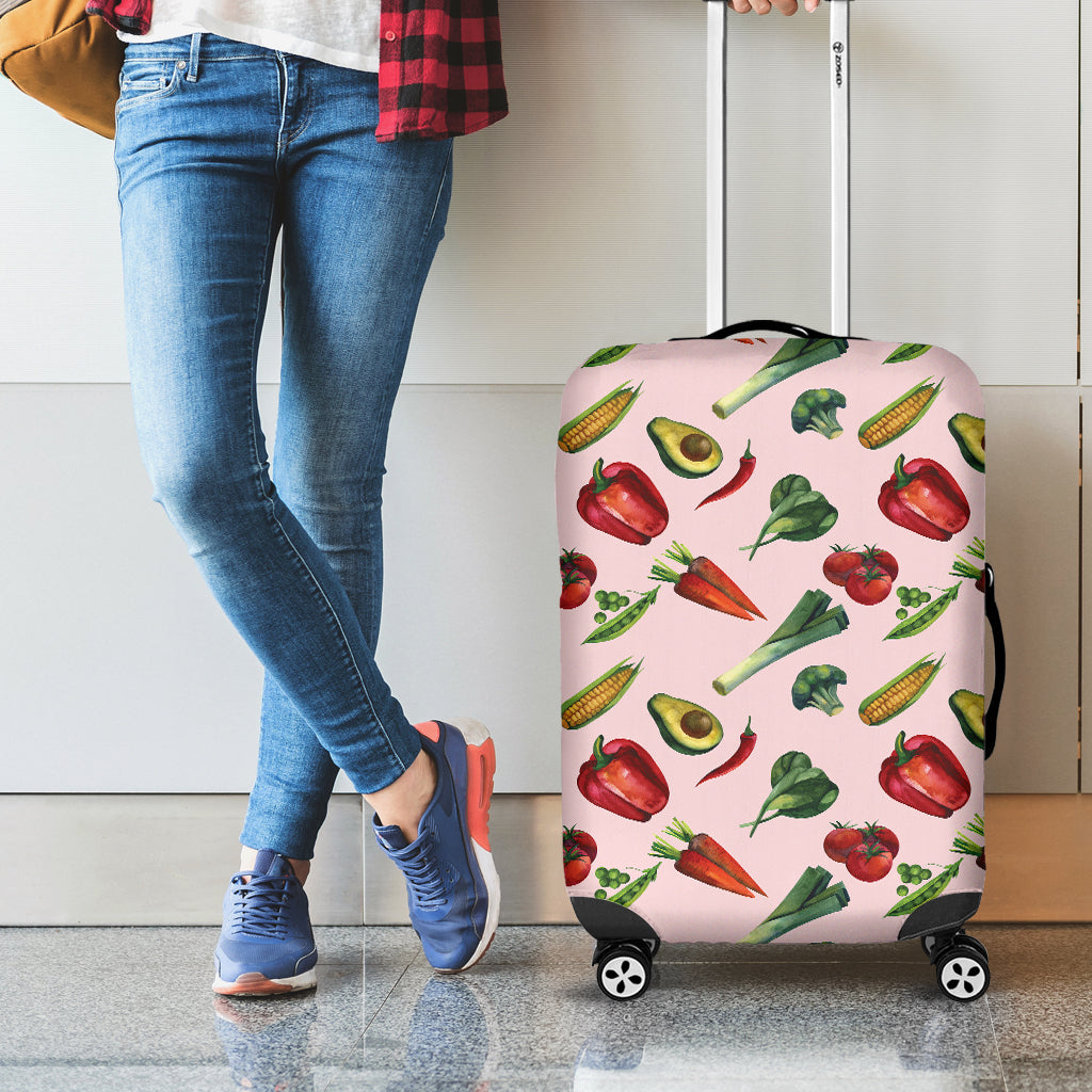 Watercolor Vegan Pattern Print Luggage Cover