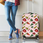 Watercolor Vegan Pattern Print Luggage Cover