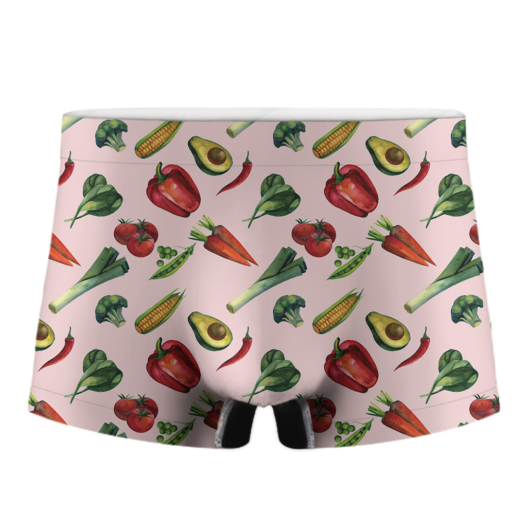Watercolor Vegan Pattern Print Men's Boxer Briefs