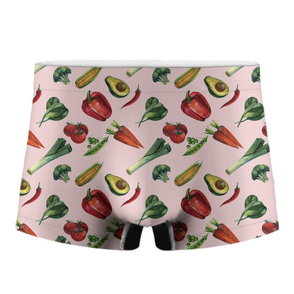 Watercolor Vegan Pattern Print Men's Boxer Briefs