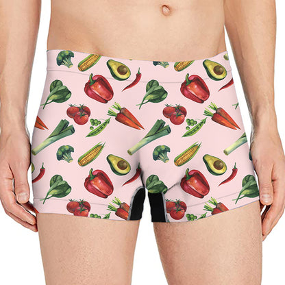 Watercolor Vegan Pattern Print Men's Boxer Briefs