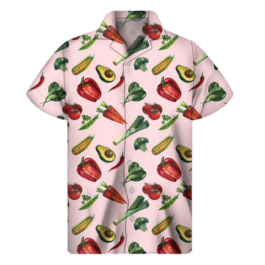 Watercolor Vegan Pattern Print Men's Short Sleeve Shirt