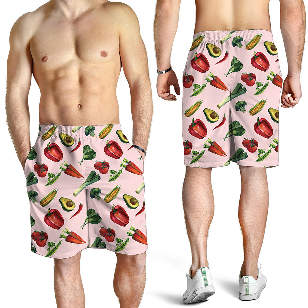 Watercolor Vegan Pattern Print Men's Shorts