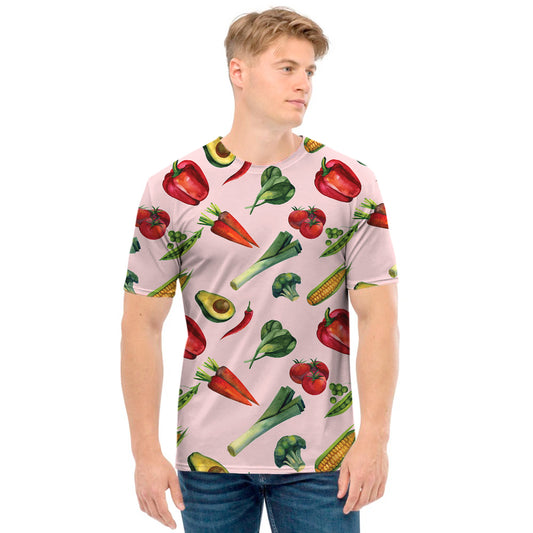 Watercolor Vegan Pattern Print Men's T-Shirt