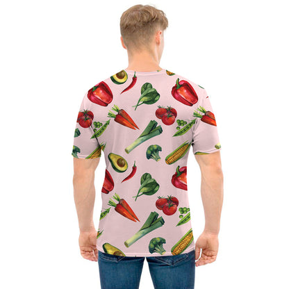 Watercolor Vegan Pattern Print Men's T-Shirt