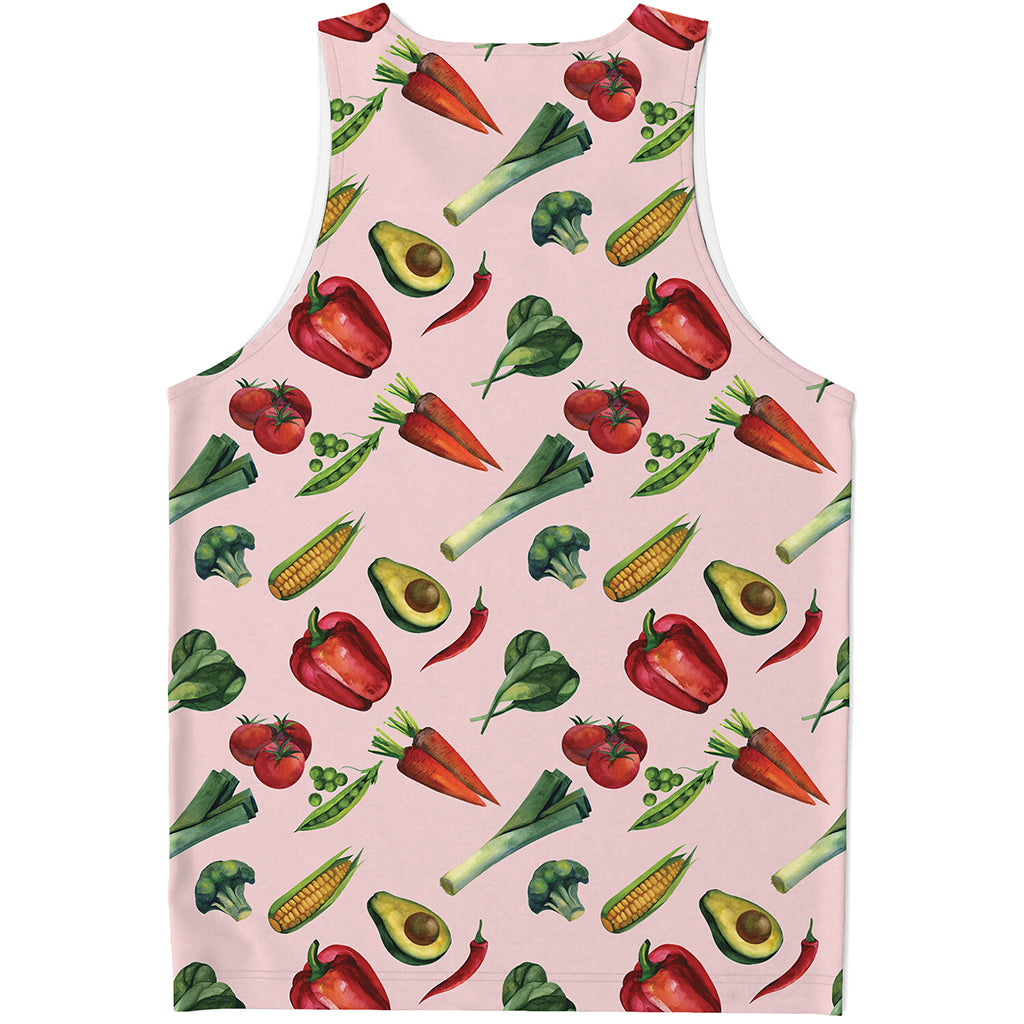 Watercolor Vegan Pattern Print Men's Tank Top