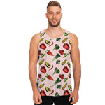 Watercolor Vegan Pattern Print Men's Tank Top