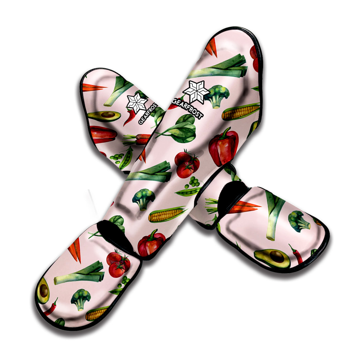Watercolor Vegan Pattern Print Muay Thai Shin Guard
