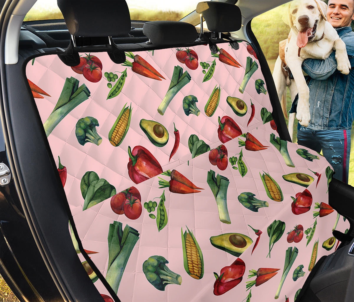 Watercolor Vegan Pattern Print Pet Car Back Seat Cover