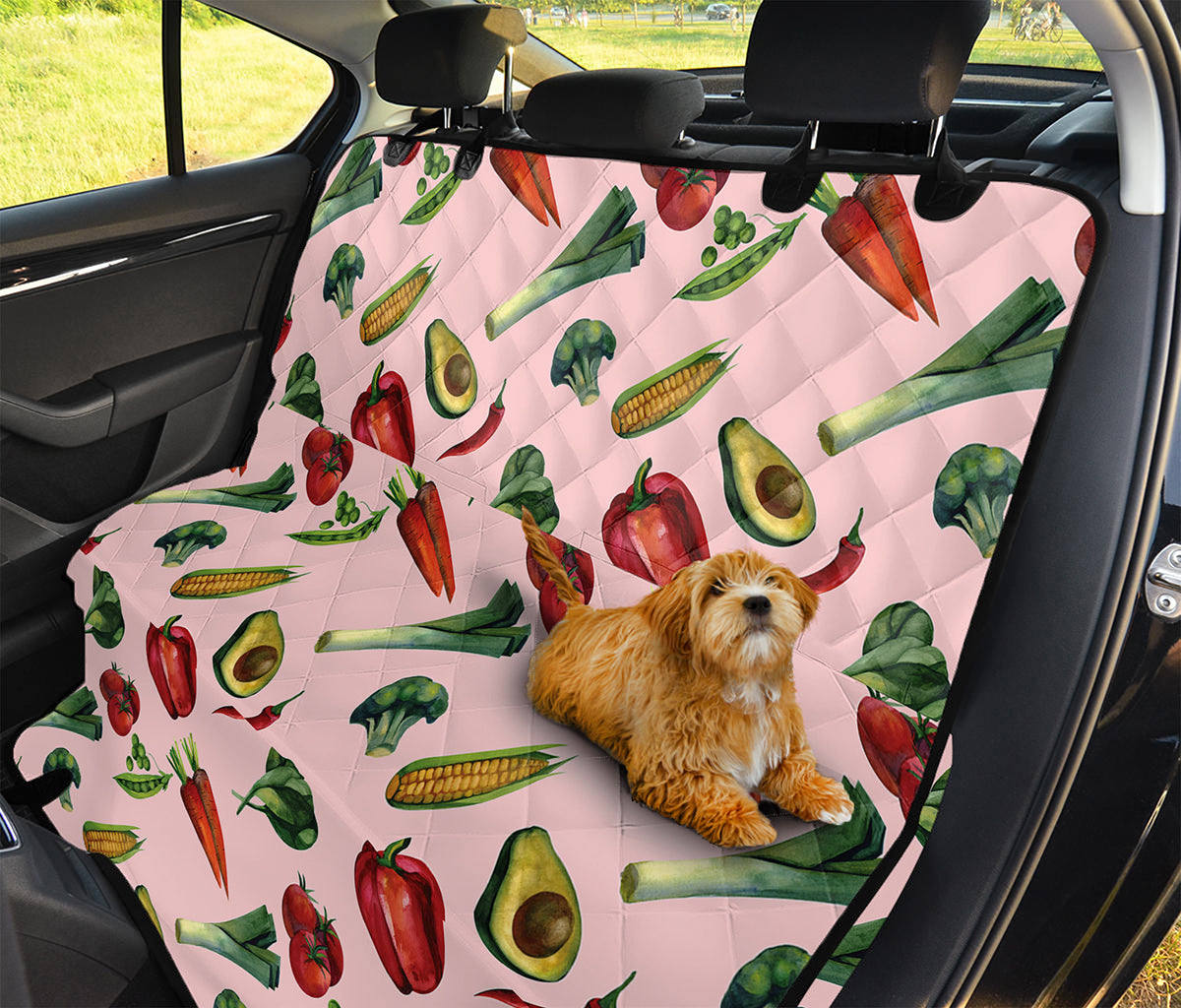 Watercolor Vegan Pattern Print Pet Car Back Seat Cover