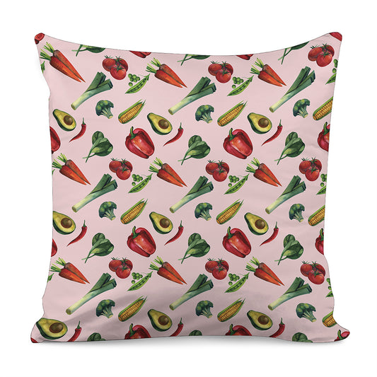 Watercolor Vegan Pattern Print Pillow Cover