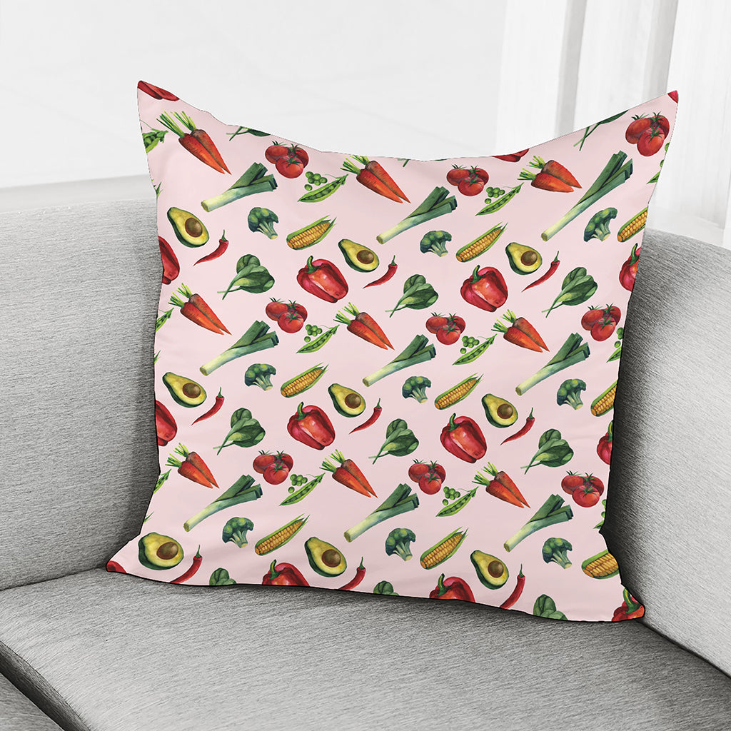 Watercolor Vegan Pattern Print Pillow Cover