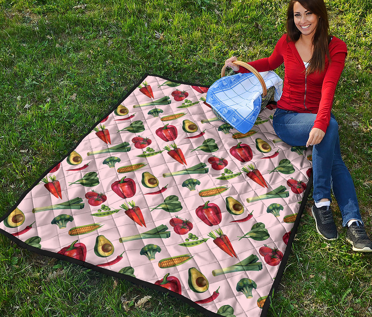 Watercolor Vegan Pattern Print Quilt
