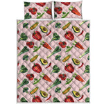 Watercolor Vegan Pattern Print Quilt Bed Set