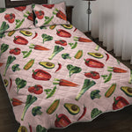 Watercolor Vegan Pattern Print Quilt Bed Set