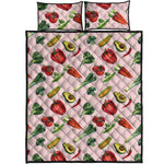 Watercolor Vegan Pattern Print Quilt Bed Set