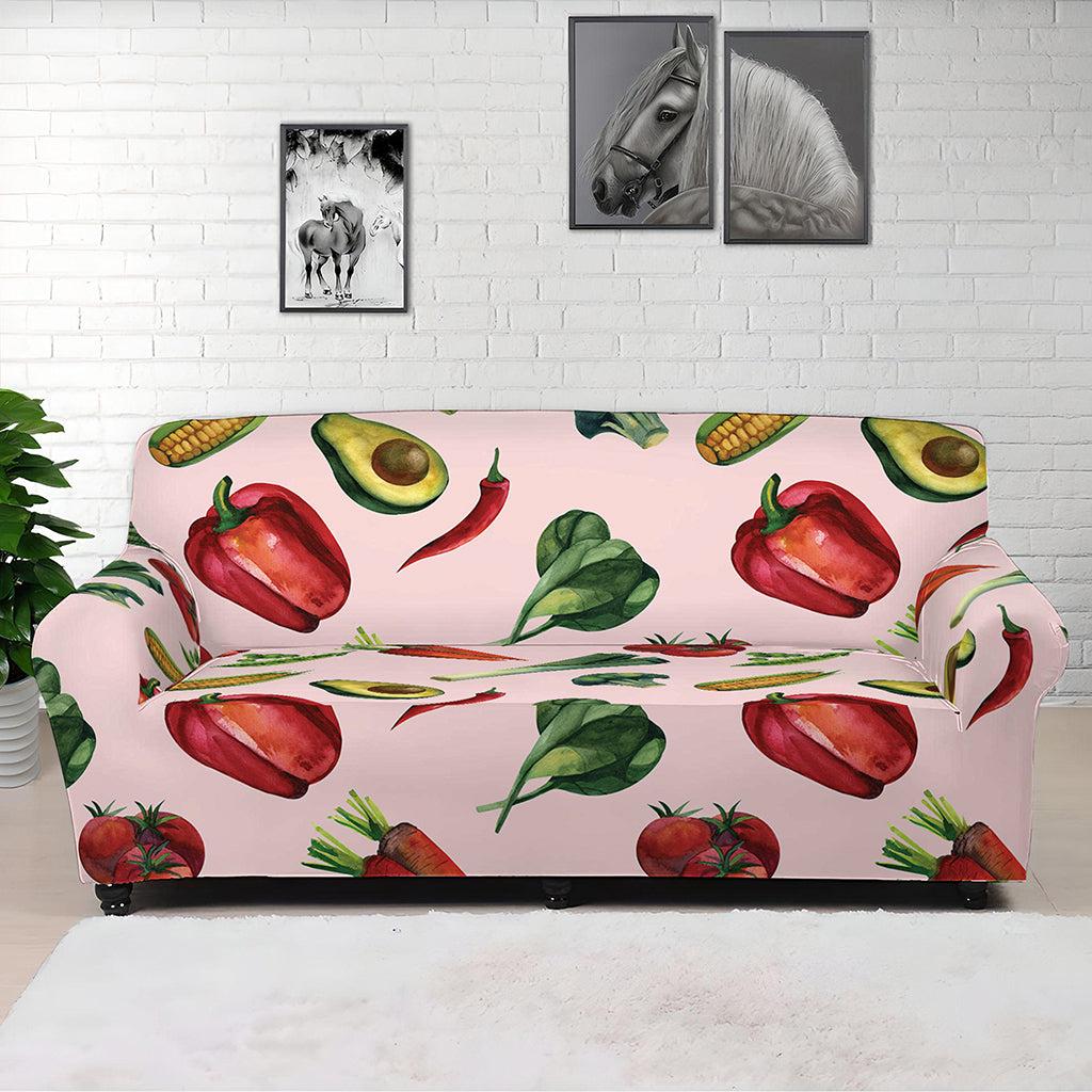 Watercolor Vegan Pattern Print Sofa Cover