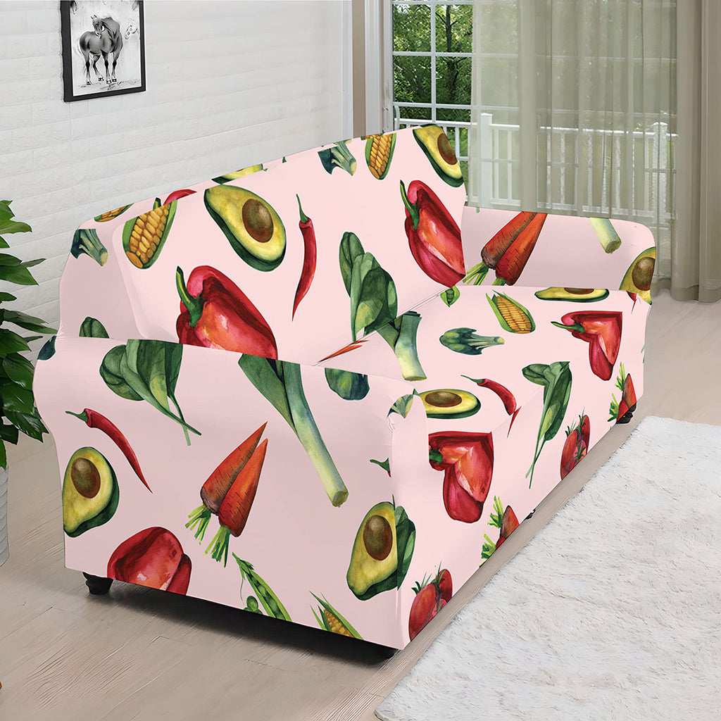 Watercolor Vegan Pattern Print Sofa Cover