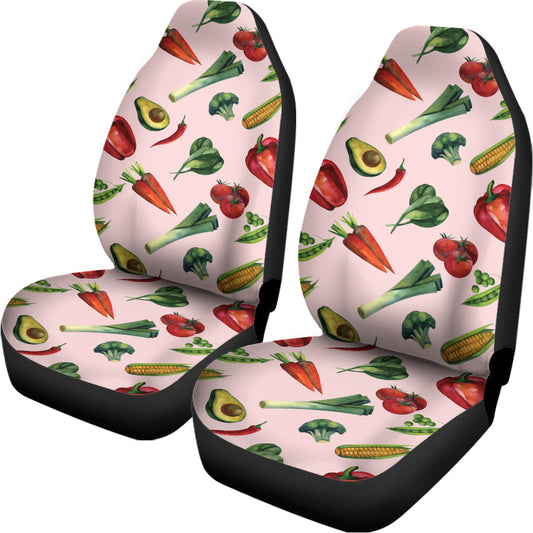 Watercolor Vegan Pattern Print Universal Fit Car Seat Covers