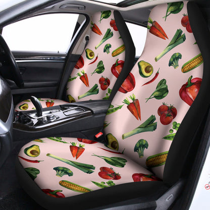 Watercolor Vegan Pattern Print Universal Fit Car Seat Covers