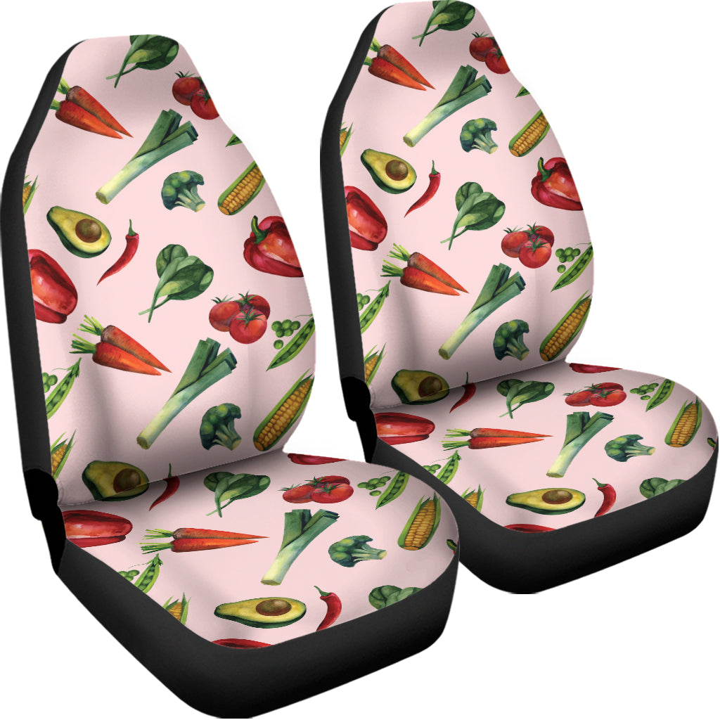 Watercolor Vegan Pattern Print Universal Fit Car Seat Covers