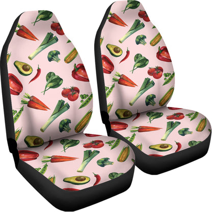 Watercolor Vegan Pattern Print Universal Fit Car Seat Covers