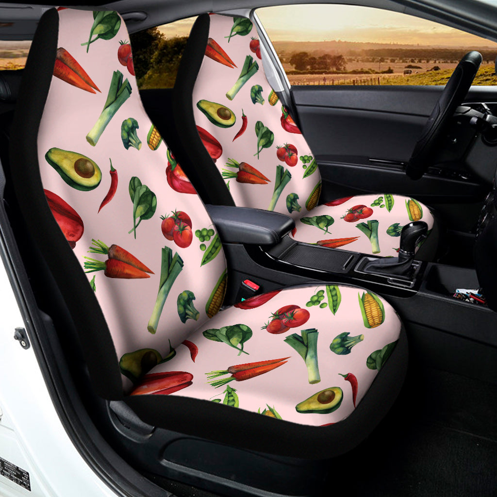Watercolor Vegan Pattern Print Universal Fit Car Seat Covers