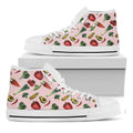 Watercolor Vegan Pattern Print White High Top Sneakers