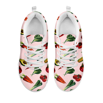 Watercolor Vegan Pattern Print White Sneakers