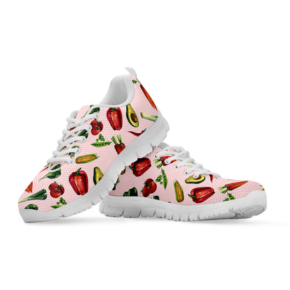 Watercolor Vegan Pattern Print White Sneakers