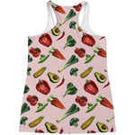 Watercolor Vegan Pattern Print Women's Racerback Tank Top