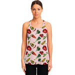 Watercolor Vegan Pattern Print Women's Racerback Tank Top