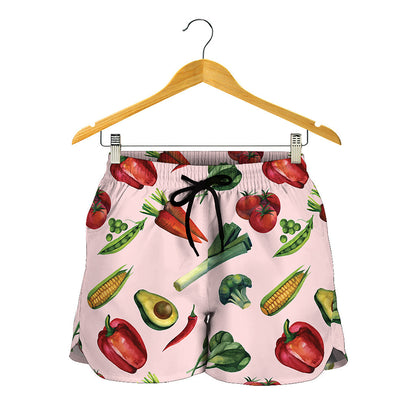 Watercolor Vegan Pattern Print Women's Shorts
