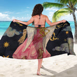 Watercolor Virgo Zodiac Sign Print Beach Sarong Wrap