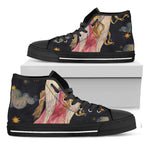 Watercolor Virgo Zodiac Sign Print Black High Top Shoes