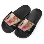 Watercolor Virgo Zodiac Sign Print Black Slide Sandals