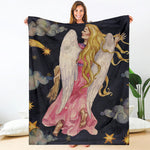 Watercolor Virgo Zodiac Sign Print Blanket