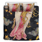 Watercolor Virgo Zodiac Sign Print Duvet Cover Bedding Set